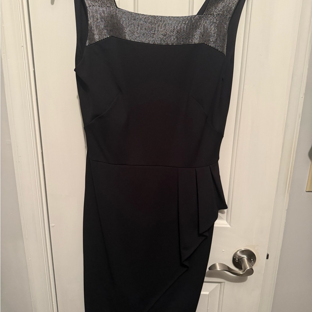 White House Black Market Black Dress with Silver Detail